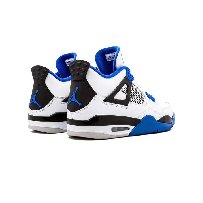 White & Blue Motorsport Retro Court Mid Sneaker | VoltRace™