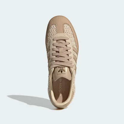 Sandweave Studio Raffia-Luxe Retro Trainer – Natural Woven Gum Sole Sneaker
