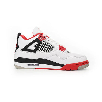 White & Red Retro Court Mid Sneaker with Mesh Panels | CrimsonGrid™