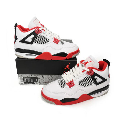 White & Red Retro Court Mid Sneaker with Mesh Panels | CrimsonGrid™